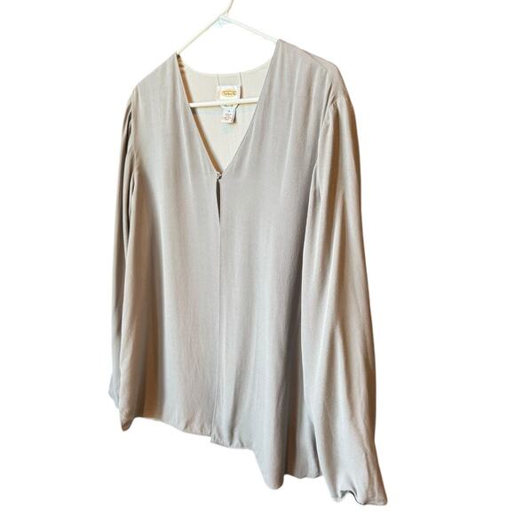 Talbots Pure Silk Reversable grey silver one button close top-jacket size large - Picture 8 of 13